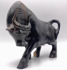 Vintage Black Bull Taurus Resin Figurine Art Deco Rare picture