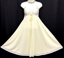 VTG 1960s Claire Sandra Lucy Ann Nightgown Yellow Tulips Lace Lingerie NEW NOS picture
