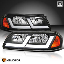 Black Fits 2000-2005 Chevy Impala LED Tube Headlights Lamps Left+Right 00-05 picture