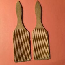 Antique WOOD BUTTER HAND Paddles Whey Ridged Pattern picture