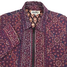 $575 Karu Research Kantha Embroiderery Block Print Full Zip Work Jacket Mens XL picture