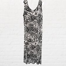 JOSTAR Dress Size XL Slinky Stretchy Long Sleeveless Black White Zebra Print USA picture