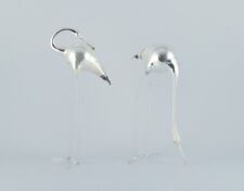 Murano, Italy. Two rare art glass sculptures with silver decoration. The cranes. picture