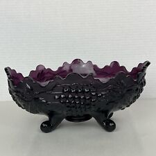 Vintage L.G. Wright Amethyst Glass Grape pattern fruit bowl 11 3/4” Long picture