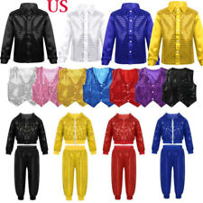 US Kids Boys Girls Sequins Dance Outfits Modern Jazz Hip Hop Performance Costume picture