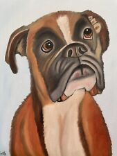 Original oil painting signed 11 x 14 Cute Boxer Dog picture