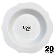 Antique Collection Premium Disposable White Plastic Bowls 12 oz  [BULK] picture