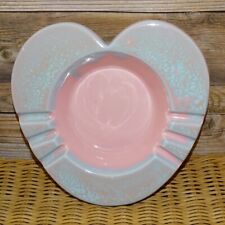 Vintage HULL Pottery Ashtray Heart Shape #18 Pink Blue Speckled Rare Unused picture