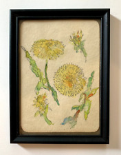 Antique Victorian Watercolor Painting Botanical Floral Flower Dandelion picture