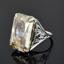 Huge 45Ct Certified Radiant Cut Champagne Diamond Ring, 925 Silver-VIDEO picture
