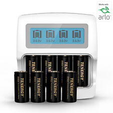 Tenergy PREMIUM Arlo Camera Rechargeable RCR123A Li-ion Battery & Charger LOT picture