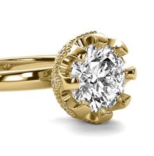 Art Deco Solitaire 1.05 Ct G VS2 Round Cut Lab Grown Diamond Engagement Ring 14k picture