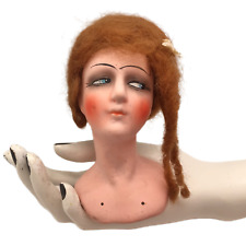 Antique 1920s Boudoir German Doll Head Doll Part Pincushion Topper picture