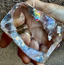 rARe EXPENSIVE GIFT DESK  PAPERWEIGHT WATER CLEAR QUARTZ CRYSTAL w/STAND MY BEST picture