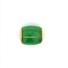 14k Solid Gold Genuine Natural Nephrite Jade Barrel Bead Charm Pendant picture