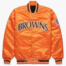 NFL Cleveland Browns Full-snap Orange Satin Bomber Style Varsity Jacket picture
