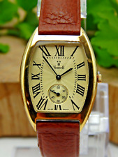 Vintage Gents 14K solid Gold Vicence .585 dress watch w/ Guilloche Dial Running picture
