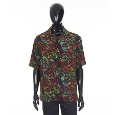 CELINE 1450$ Black Hawaiian Shirt - Neon Tiger Print, Crepe De Chine Silk, Loose picture