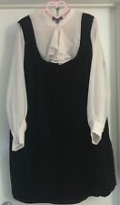 ModCloth Vintage Retro Inspired Black Dress Ruffle Blouse Dress 60s 70s Cute picture