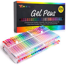 100 PCS Gel Pens Metallic Neon Glitter Pastel High Quality with Fine Points picture
