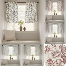 COLLACT Linen Kitchen Curtains Floral Tier Curtains Farmhouse Cafe Curtains picture