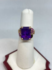 Beautiful 1940s 14k Gold Ring with Amethyst and Synthetic Rubies picture