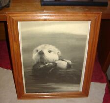 Cute 1978 Signed W. E. Ryan Sea Otter Drawing-Its Mine-Framed-Vintage picture