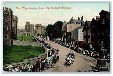Windsor Berkshire England Postcard The King Driving Down Castle Hill c1910 picture