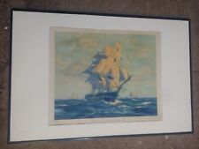 GORDON GRANT Antique 1927 XRare Litho 1797-OLD IRONSIDES US FRIGATE CONSTITUTION picture