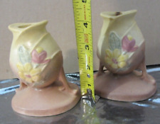 Hull Art Candle holder Magnolia vintage antique flower pottery pink yellow picture