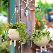 2Pcs Swing Face Planter Pots Hanging Succulent Flower Head Planters Garden Decor picture