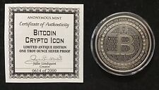1 oz Antique Bitcoin Icon .999 Silver Round Limited 2000 Julie Lindquist  picture