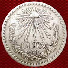 1919 Mexico Un Peso CAP RAYS .800 Silver Coin Average KEY DATE # 0586 picture
