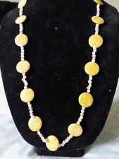 MOTHERS DAY GIFT  Vintage Yellow Stone And Moon Stone Necklace. picture