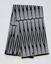 African Print Fabric/ Ankara - White, Black 'Zaji' Design, YARD or WHOLESALE picture