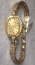 Vintage Womens Bulova Wind-Up Watch 10K Rolled Gold Plate Case & GF Band~ Works picture