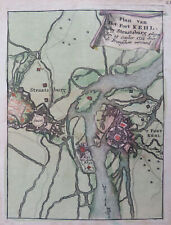Fort Kehl Strasbourg France Rhine River Star Forts c. 1735 engraved print picture