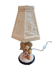 Vintage Angel Cherub Lamp 6 Panel Lithophane Lampshade W/ Finial Victorian Nice picture