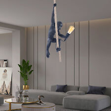 Vintage Resin Monkey Hanging Ceiling Lamp Hemp Rope Pendant Light Wall Light USA picture