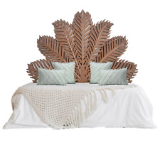Hand Carved Brown Palm Leaf Bed Headboard-Tropical Furniture Home Decor 63x42 in picture
