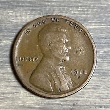 1918 S 1C BN Lincoln Cent Wheat Penny picture