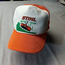 Vintage Stihl Chainsaw Hat Cap Orange White Supercut Trimmer Mesh Foam picture