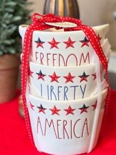 Rae Dunn AMERICA FREEDOM LIBERTY Patriotic July 4th Set of 3 Candy/Dip Bowls NWT picture