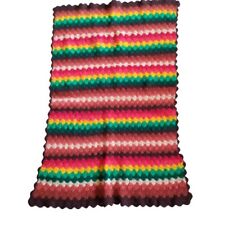 Vintage Boho Granny Handmade Afghan Yarn Weave Crochet Rectangle Throw Blanket picture