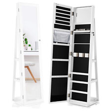 Jewelry Cabinet Full Length Mirror Armoire Storage Organizer with Mirror & Lock picture