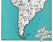 VINTAGE 1941 SOUTH AMERICA Map ORIGINAL Venezuela Brazil Argentine Peru Guiana picture