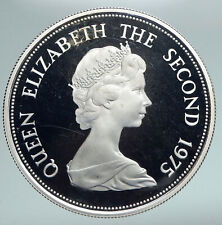 1975 MAURITIUS UK Queen Elizabeth II VINTAGE PROOF Silver 50 Rupee Coin i91016 picture