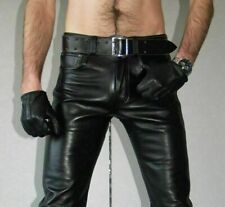 Men Genuine Lambskin Real Leather Pant Stylish Slim Black Trousers LP-006 picture
