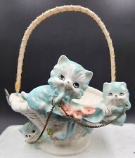 Rare Vintage Lipper & Mann Cats Kittens in a Basket On Chains Planter 50s Kitsch picture