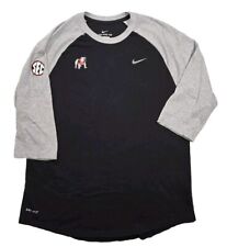 Georgia Bulldogs Nike DriFit Mens Large 3/4 Sleeve T Shirt Black Gray UGA Sec picture